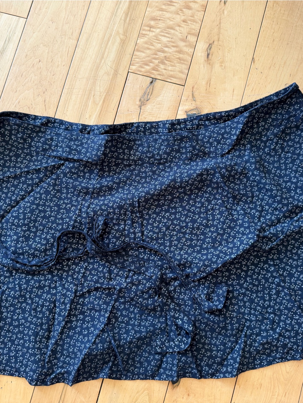 Brandy Melville Navy Blue Floral Ruffle Skirt
